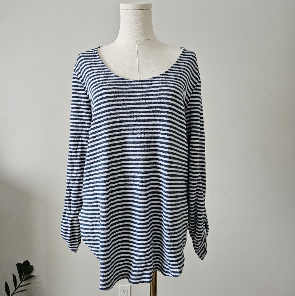 Anthropologie akemi & Kim striped scoop neck long sleeve top l